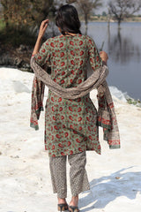 GRADIENT HEART BLOSSOM Block Printed Salwar Suit Set - SootiSyahi