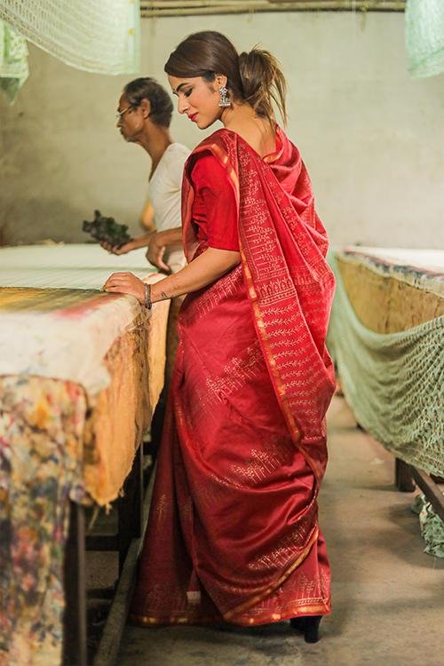 Plum Purple Hand Woven Organza Chanderi Silk Saree – zarikaariindia.com