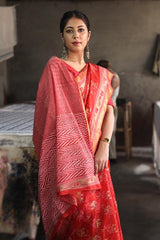 Handblock Print Maheshwari Silk Saree - SootiSyahi