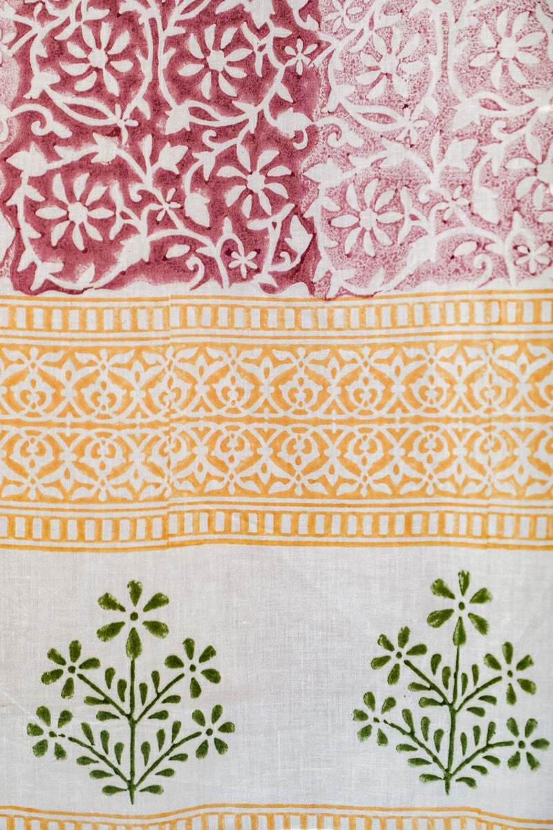 'Heavenly Homeland' Handblock Printed Cotton Window Curtain - SootiSyahi