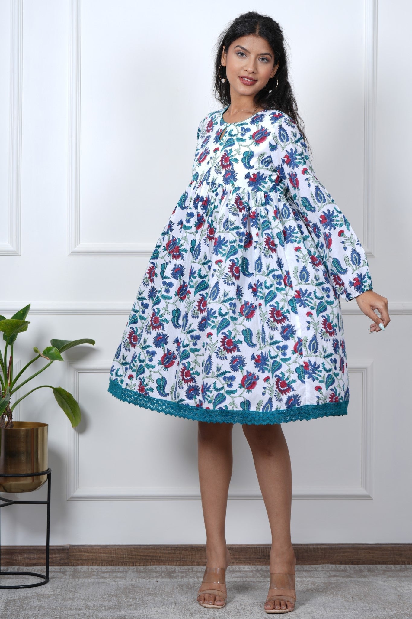 Lotus Luxe Hand Block Printed Dress - SootiSyahi