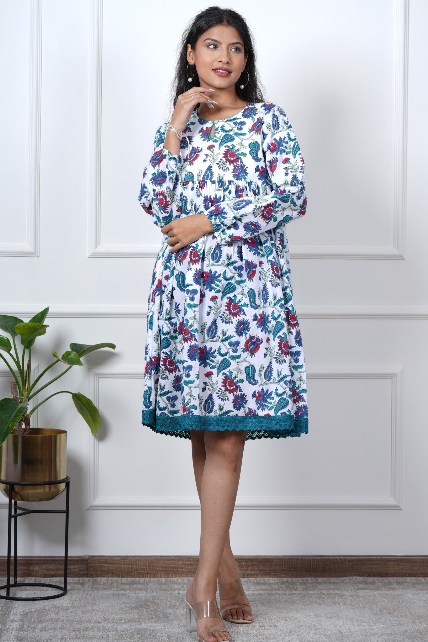 Lotus Luxe Hand Block Printed Dress - SootiSyahi