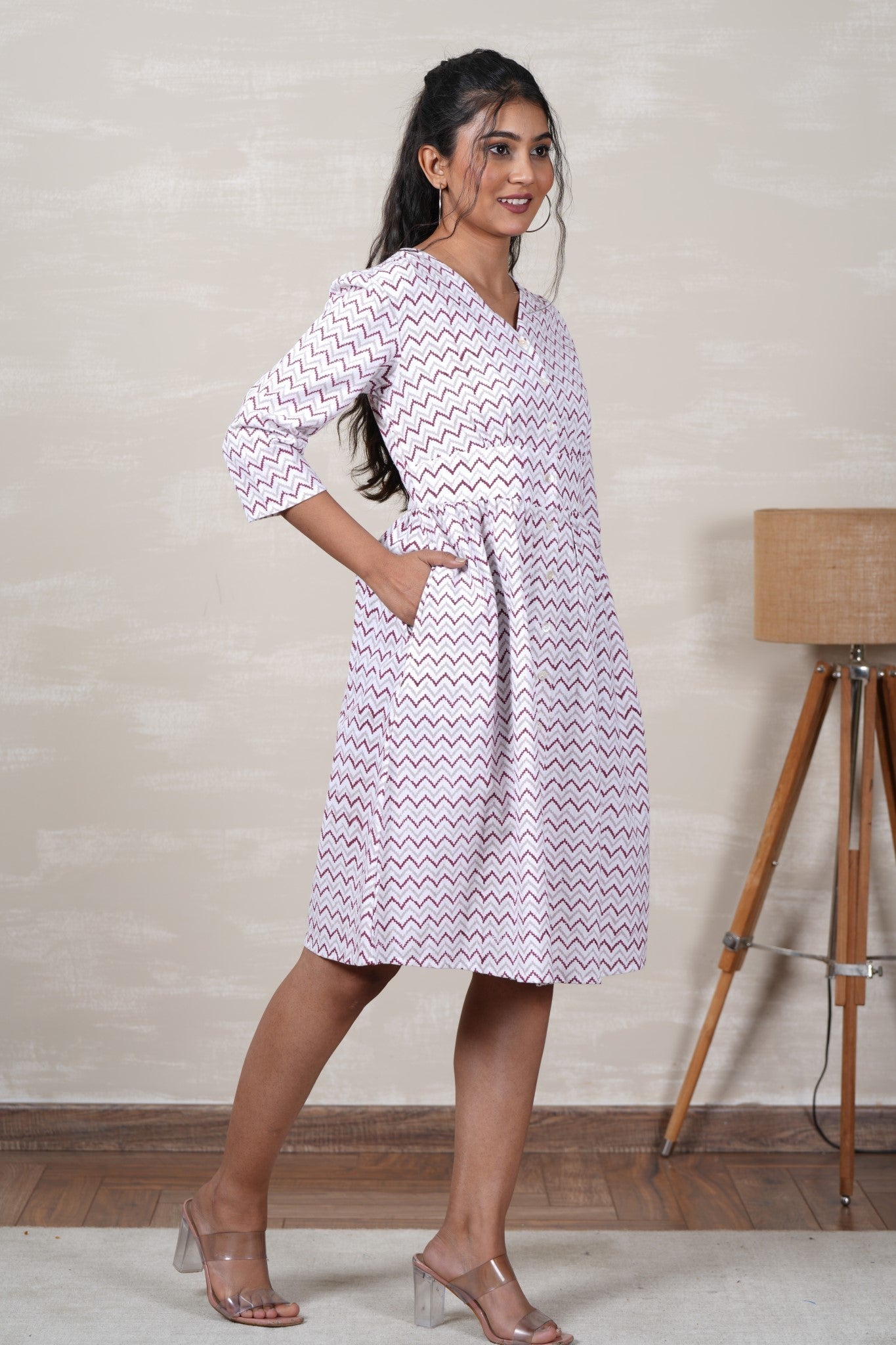 Lycoris Lane Hand Block Printed Cotton Dress - SootiSyahi
