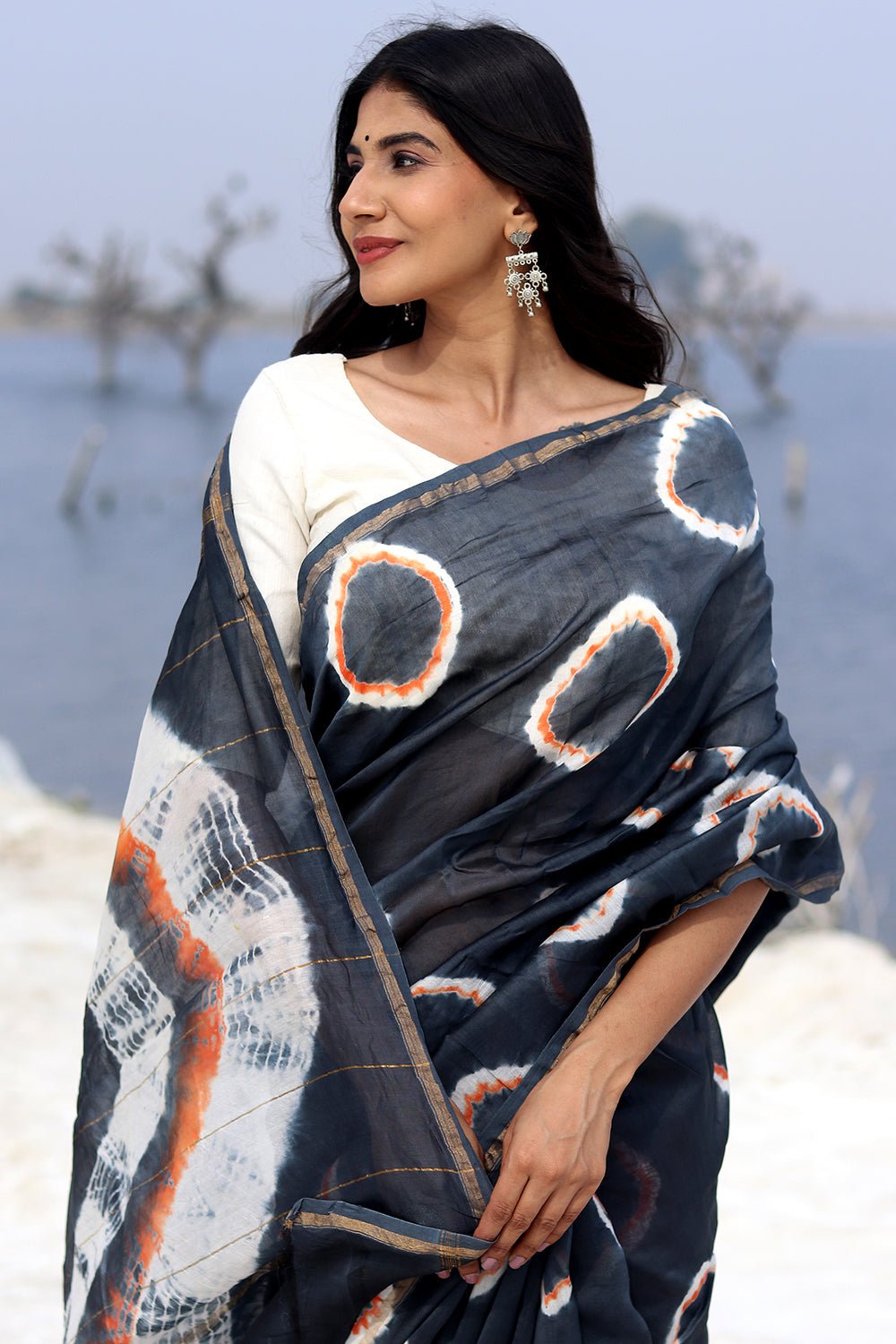 Pre-Draped Tie Dye Saree | Dress design patterns, Fancy blouse designs,  Saree