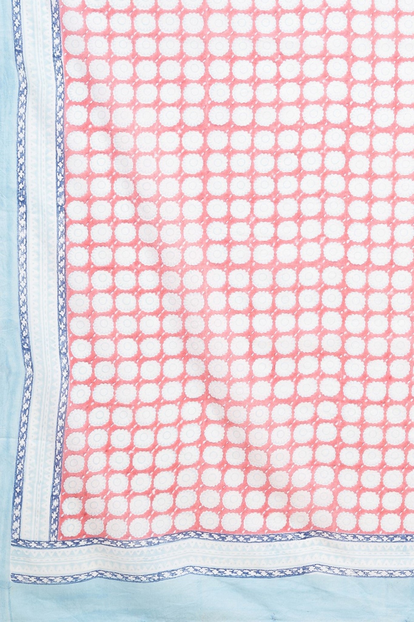 "Ocean Pearls'' Block Printed Cotton Saree - SootiSyahi