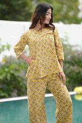 Paheli Dhoop Block Printed Night suit - SootiSyahi