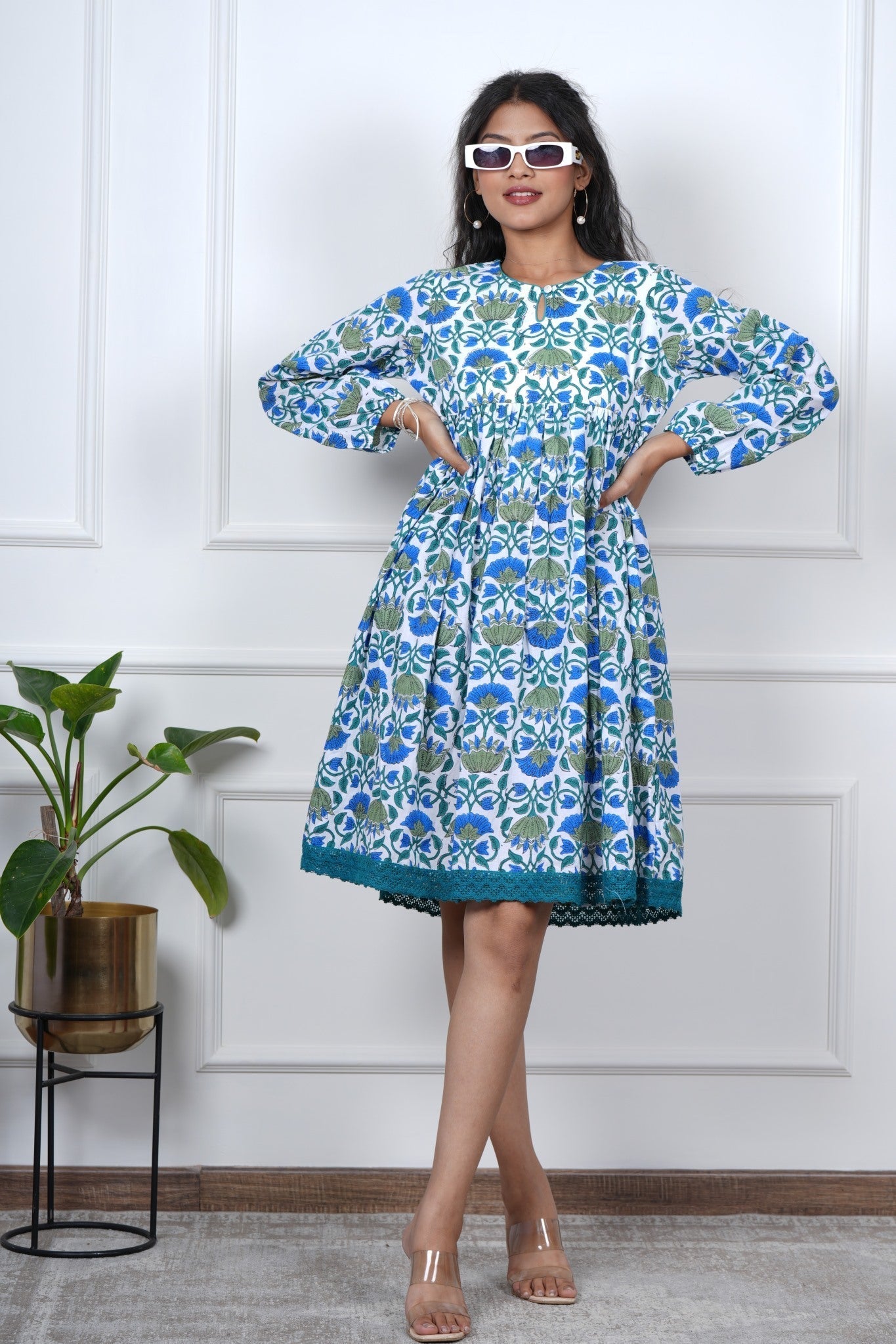 Petal Perfection Hand Block Printed Dress - SootiSyahi