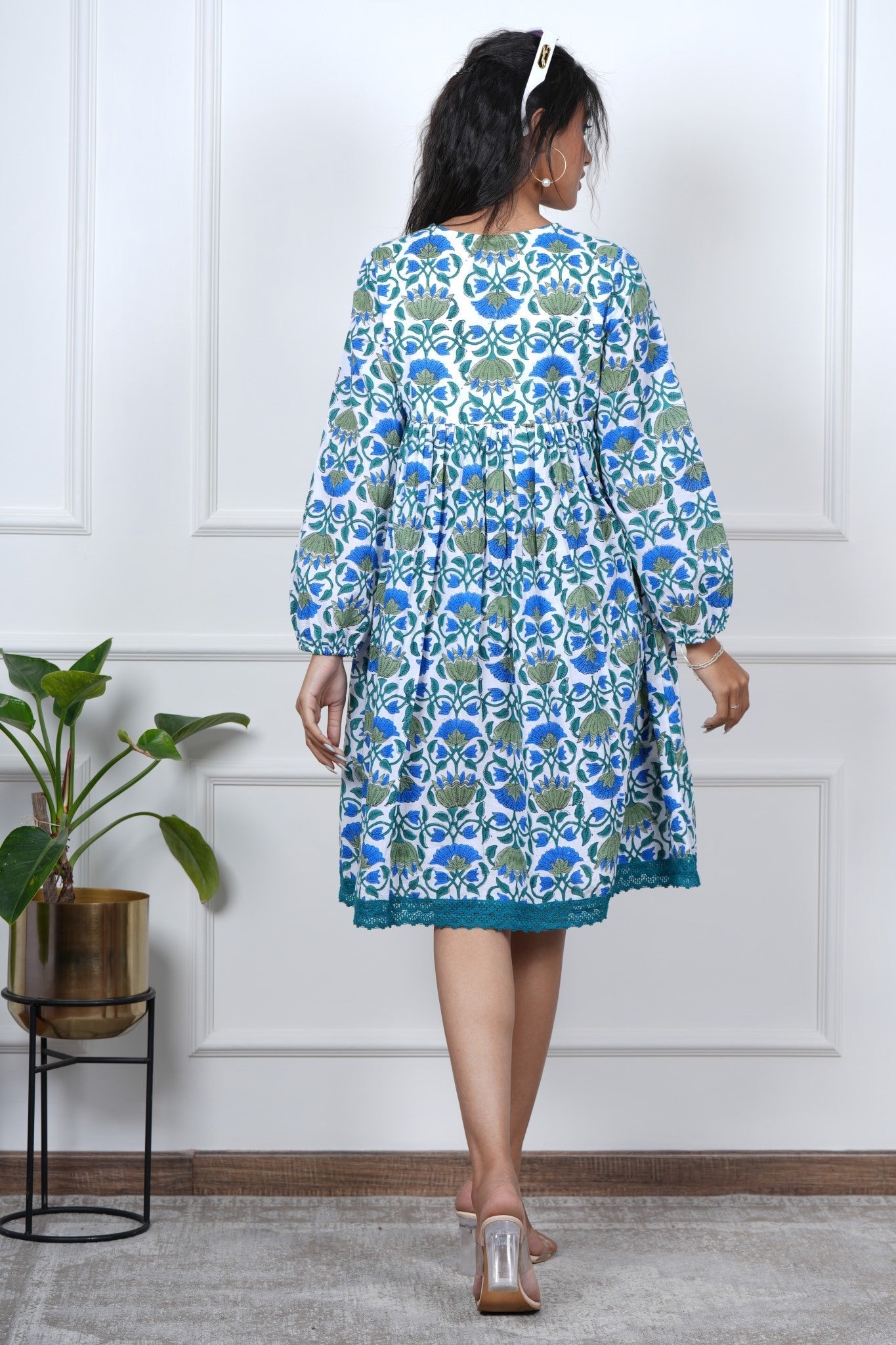 Petal Perfection Hand Block Printed Dress - SootiSyahi