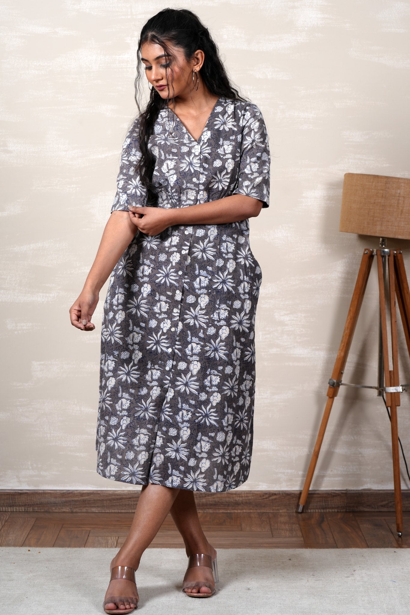 Raya Hand Block Printed Cotton Dress - SootiSyahi