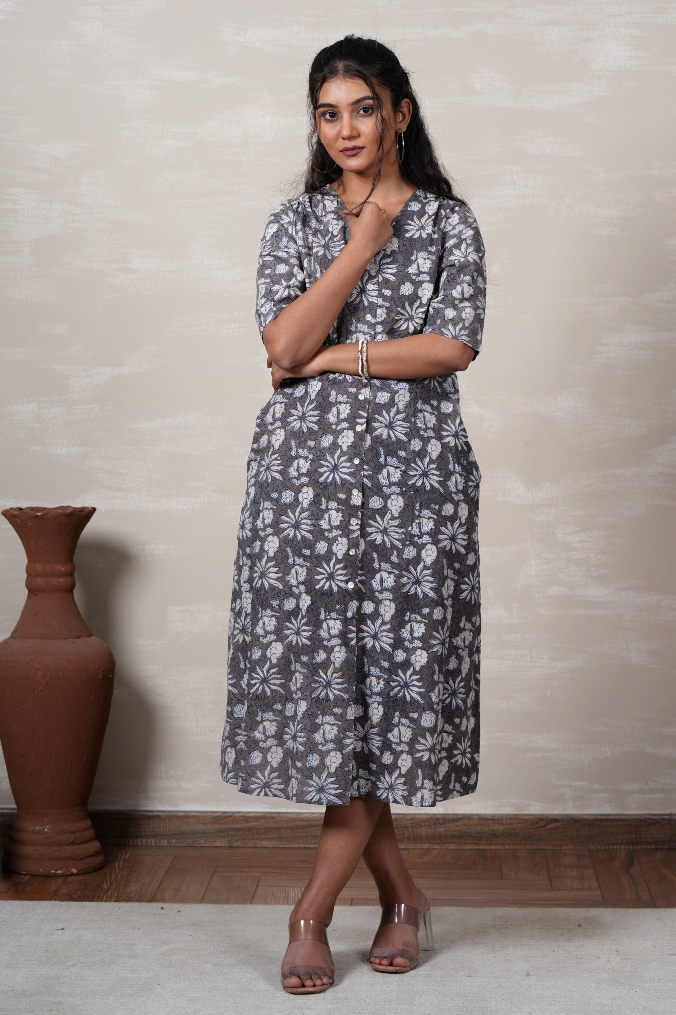Raya Hand Block Printed Cotton Dress - SootiSyahi