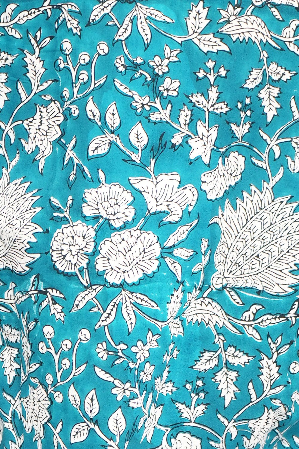Sapphire Floral Cascade Block Printed Night suit - SootiSyahi