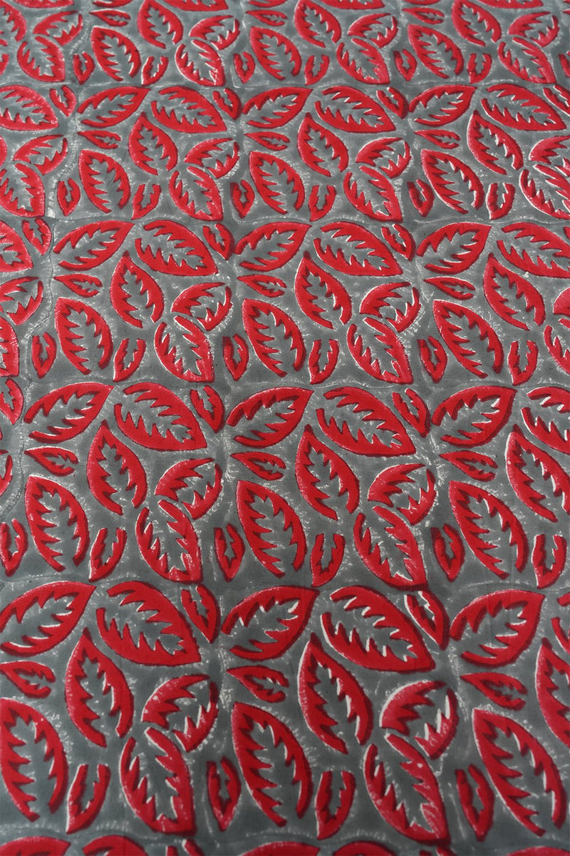 Scarlet Slate Hand-Block Printed Bedsheet - SootiSyahi