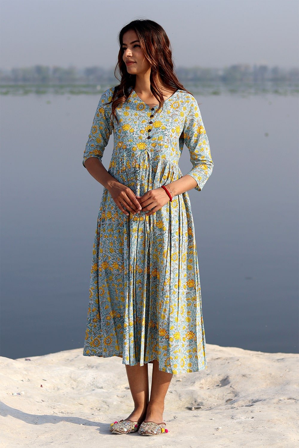 SootiSyahi 'Alluring Grey ' Cotton Dress - SootiSyahi
