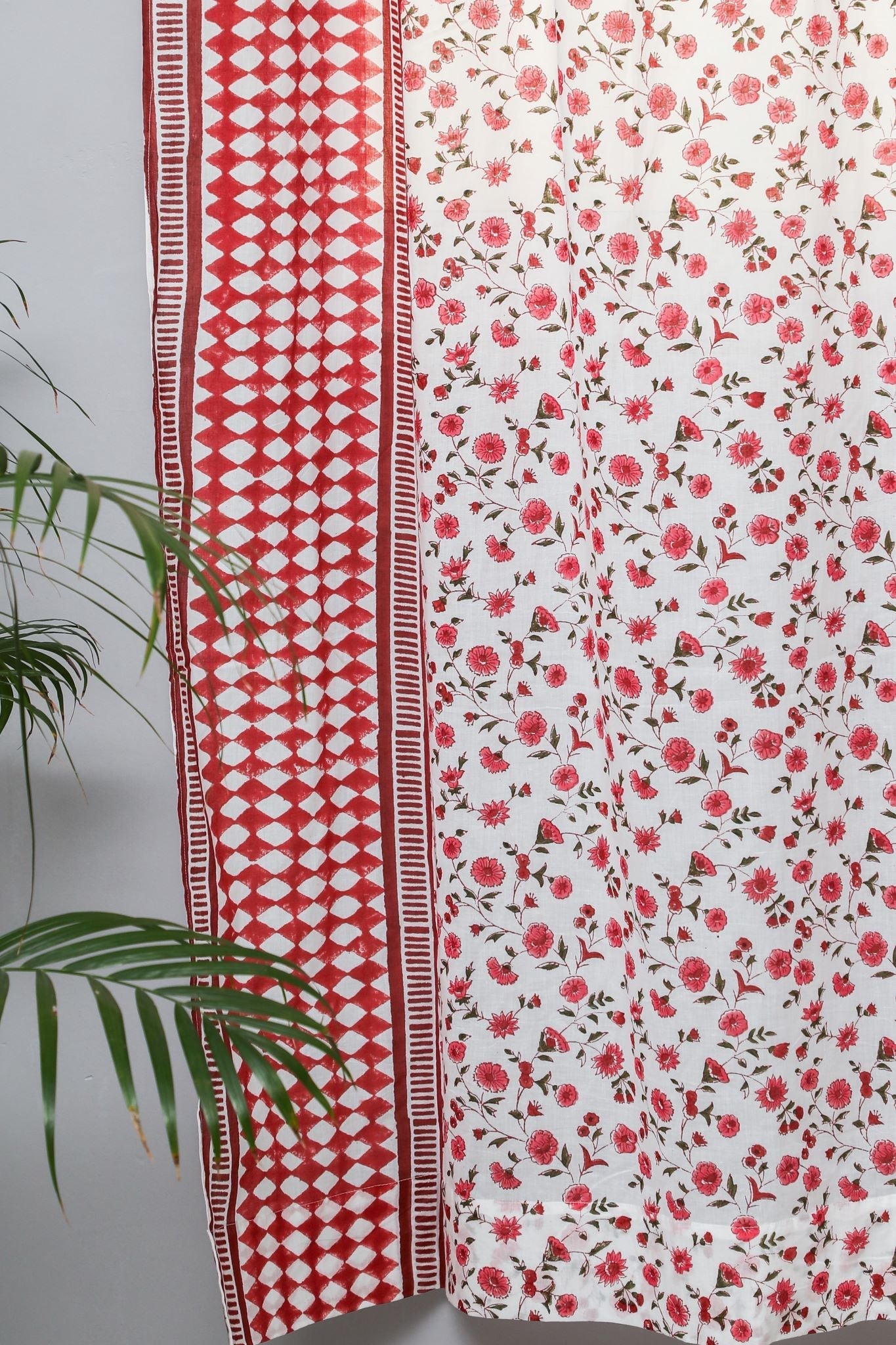 SootiSyahi 'Anemone Orchid' Handblock Printed Cotton Door Curtain - SootiSyahi