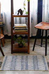SootiSyahi 'Arctic Current' Handblock Printed Cotton Dhurrie Rug - SootiSyahi
