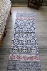 SootiSyahi 'Arctic Tribe' Handblock Printed Cotton Dhurrie Rug - SootiSyahi
