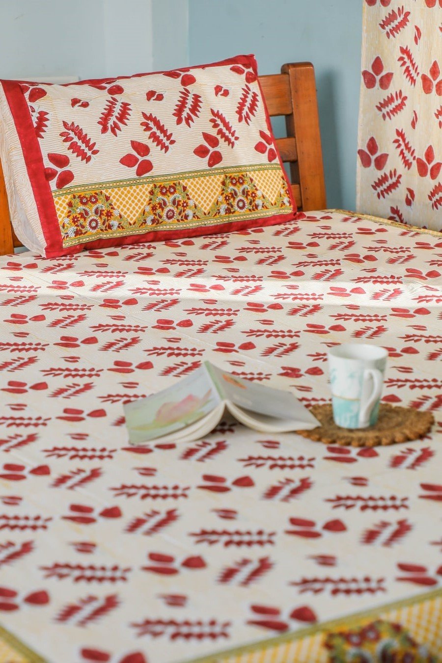 SootiSyahi 'Artful Nature' Handblock Printed Cotton Bedsheet - SootiSyahi