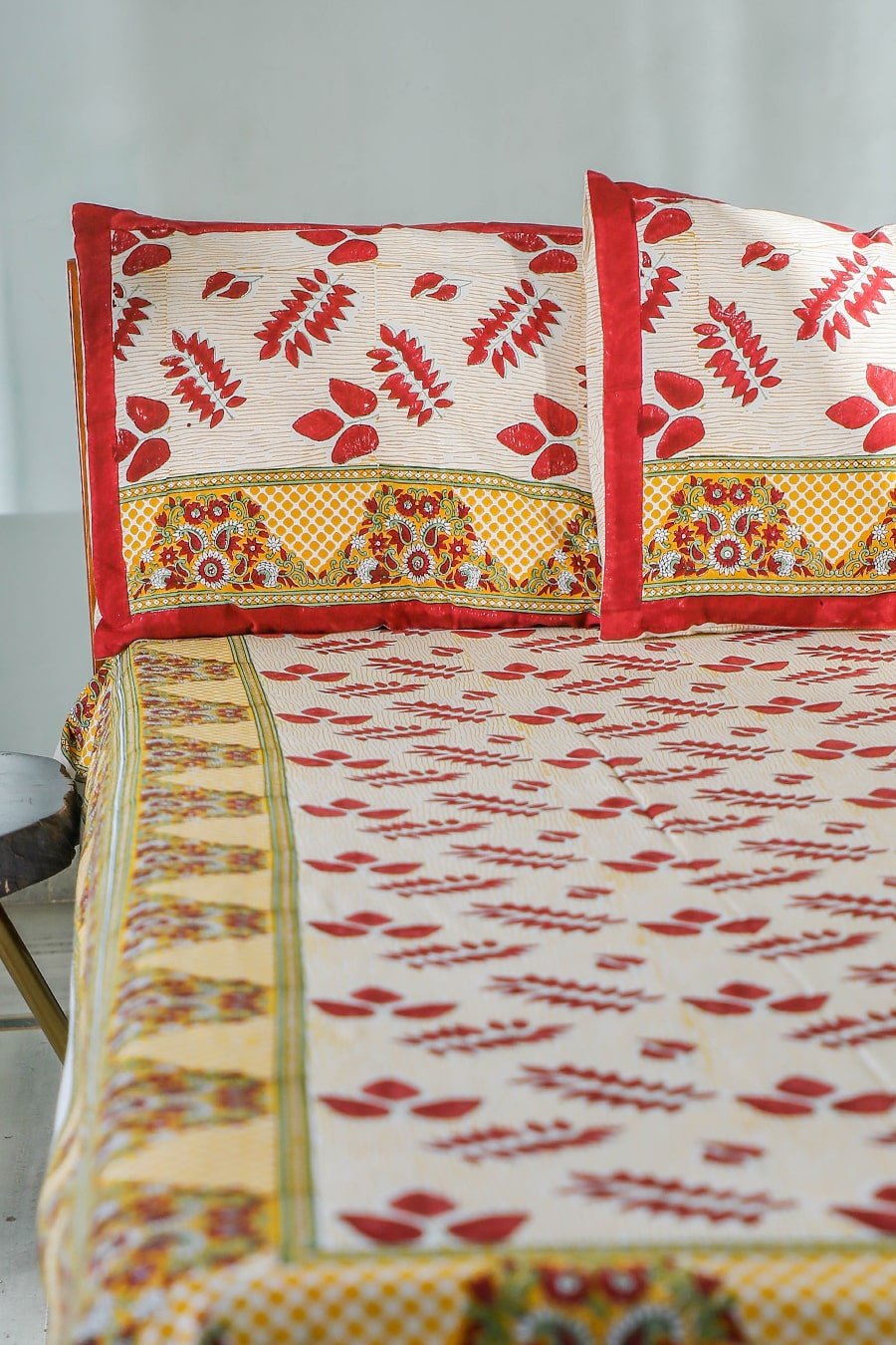 SootiSyahi 'Artful Nature' Handblock Printed Cotton Bedsheet - SootiSyahi