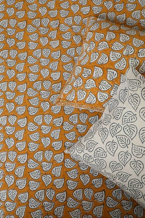 Sootisyahi 'Autumn Fall' Handblock Printed Cotton Bedsheet - SootiSyahi