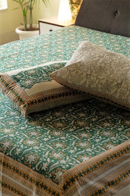 Sootisyahi 'Bahar-e-Baag' Handblock Printed Cotton Bedsheet - SootiSyahi