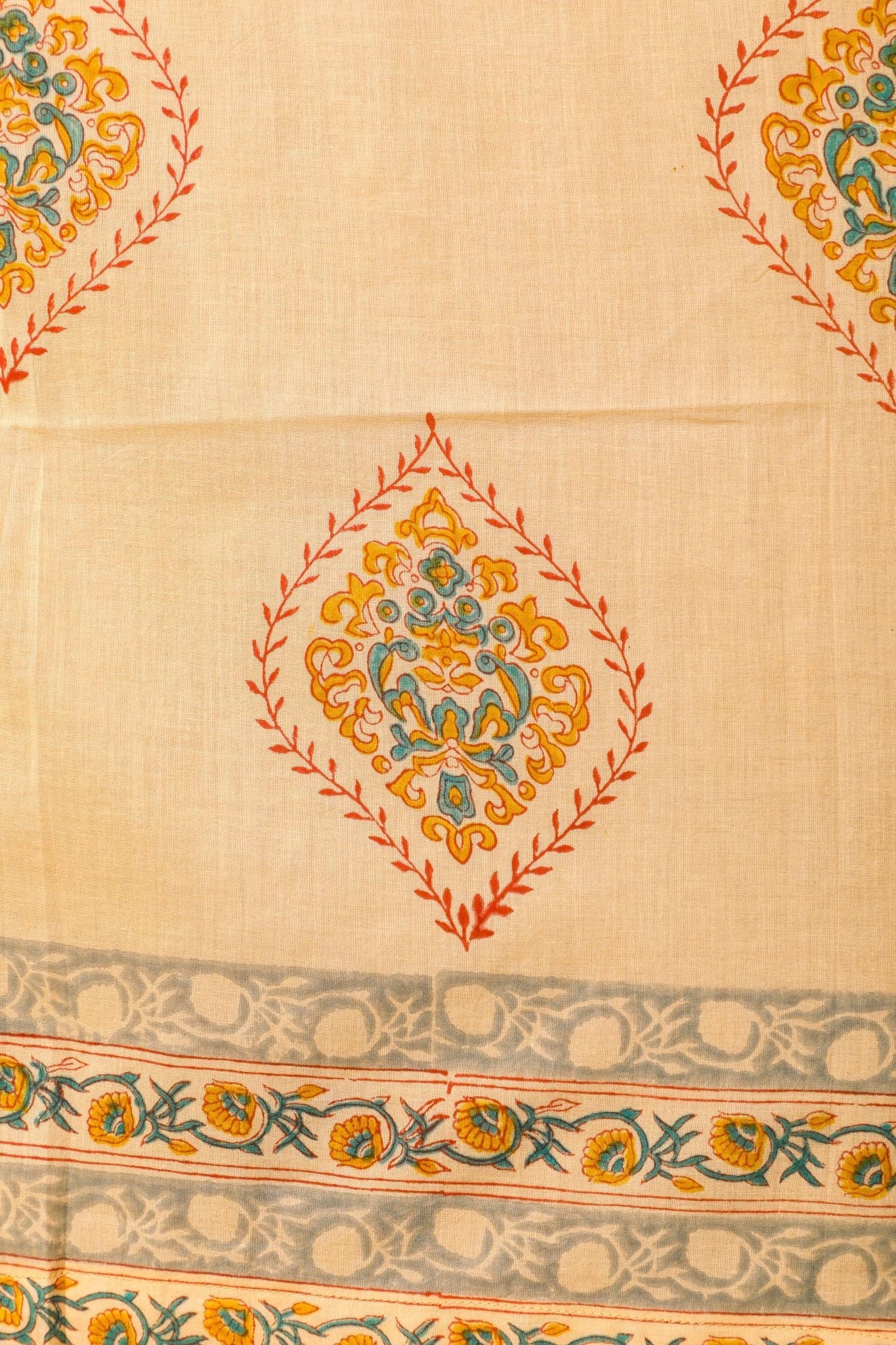 SootiSyahi 'Baileya Red' Handblock Printed Cotton Window Curtain - SootiSyahi