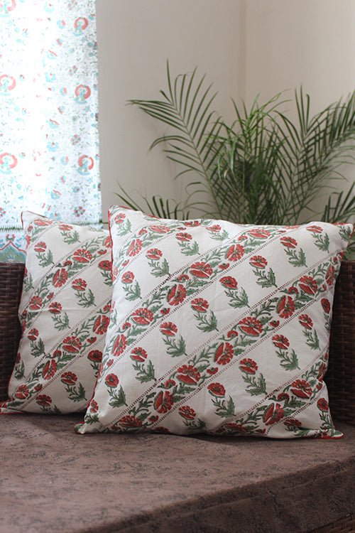 Sootisyahi 'Balsam' Handblock Printed Cotton Cushion Cover Set - SootiSyahi