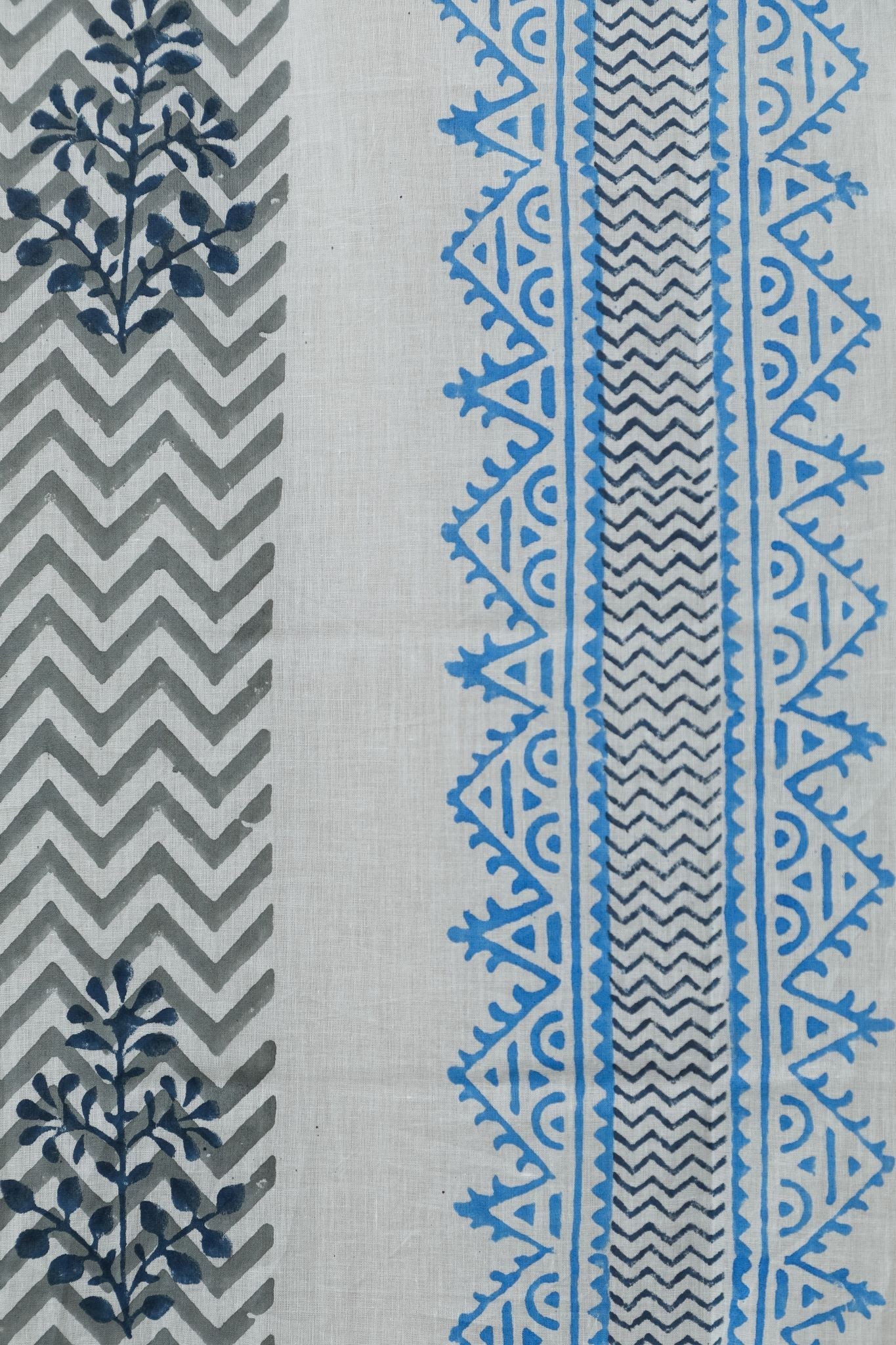 SootiSyahi 'Bering Blue' Handblock Printed Cotton Door Curtain - SootiSyahi