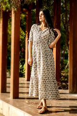 Sootisyahi 'Bloom Burst' Azofree Handblock Printed Pure Cotton Dress - SootiSyahi