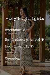 Sootisyahi 'Bloom Burst' Azofree Handblock Printed Pure Cotton Dress - SootiSyahi