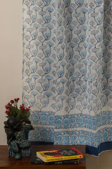 Sootisyahi 'Blooming Sky' Handblock Printed Voile Cotton Curtain - SootiSyahi