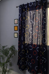 SootiSyahi 'Blue flax' Handblock Printed Cotton Door Curtain - SootiSyahi