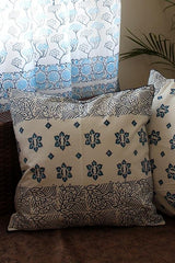 Sootisyahi 'Blue Jasmine' Handblock Printed Cotton Cushion Cover Set - SootiSyahi