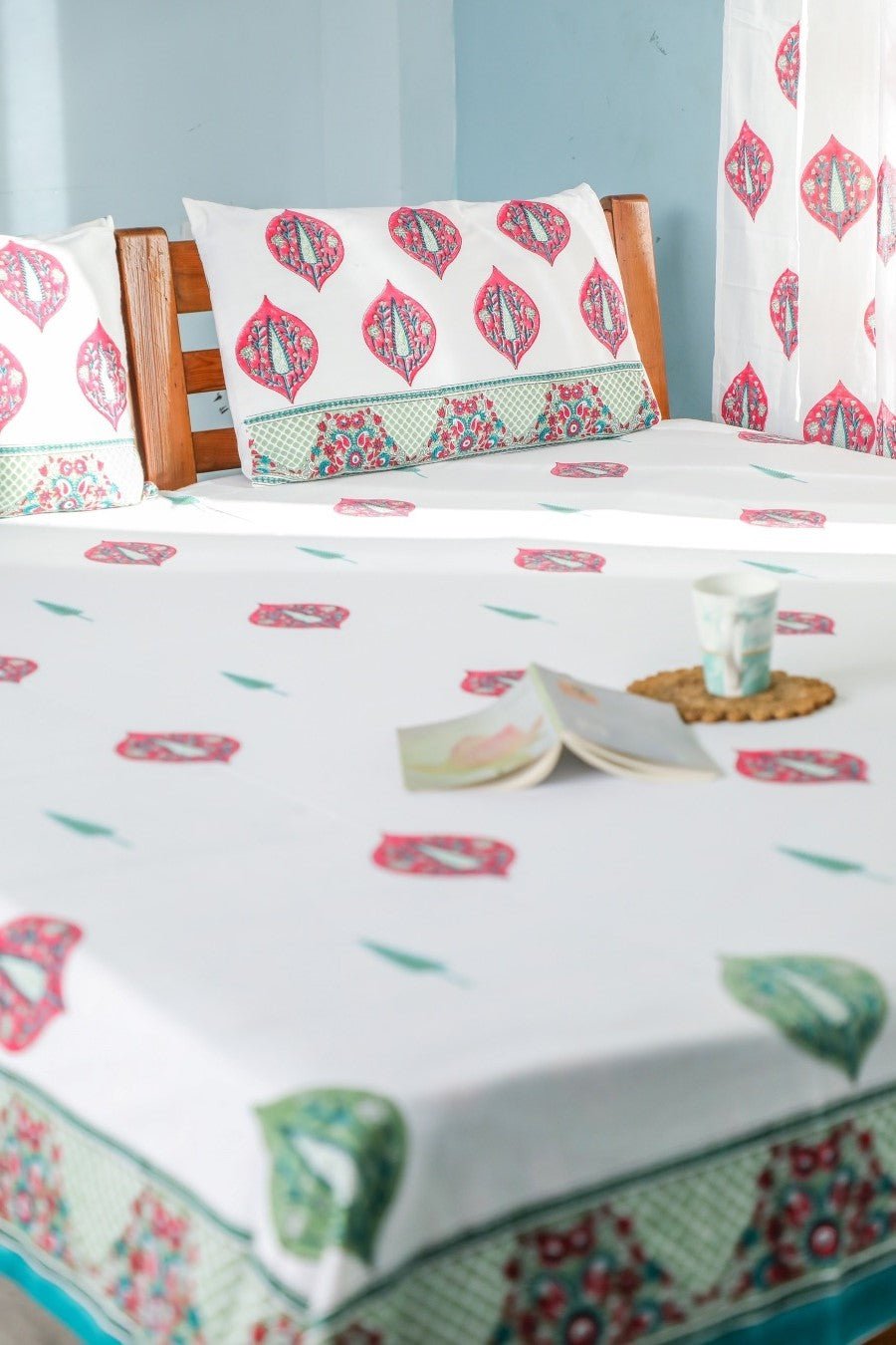 SootiSyahi 'Buds & Petals' Handblock Printed Cotton Bedsheet - SootiSyahi