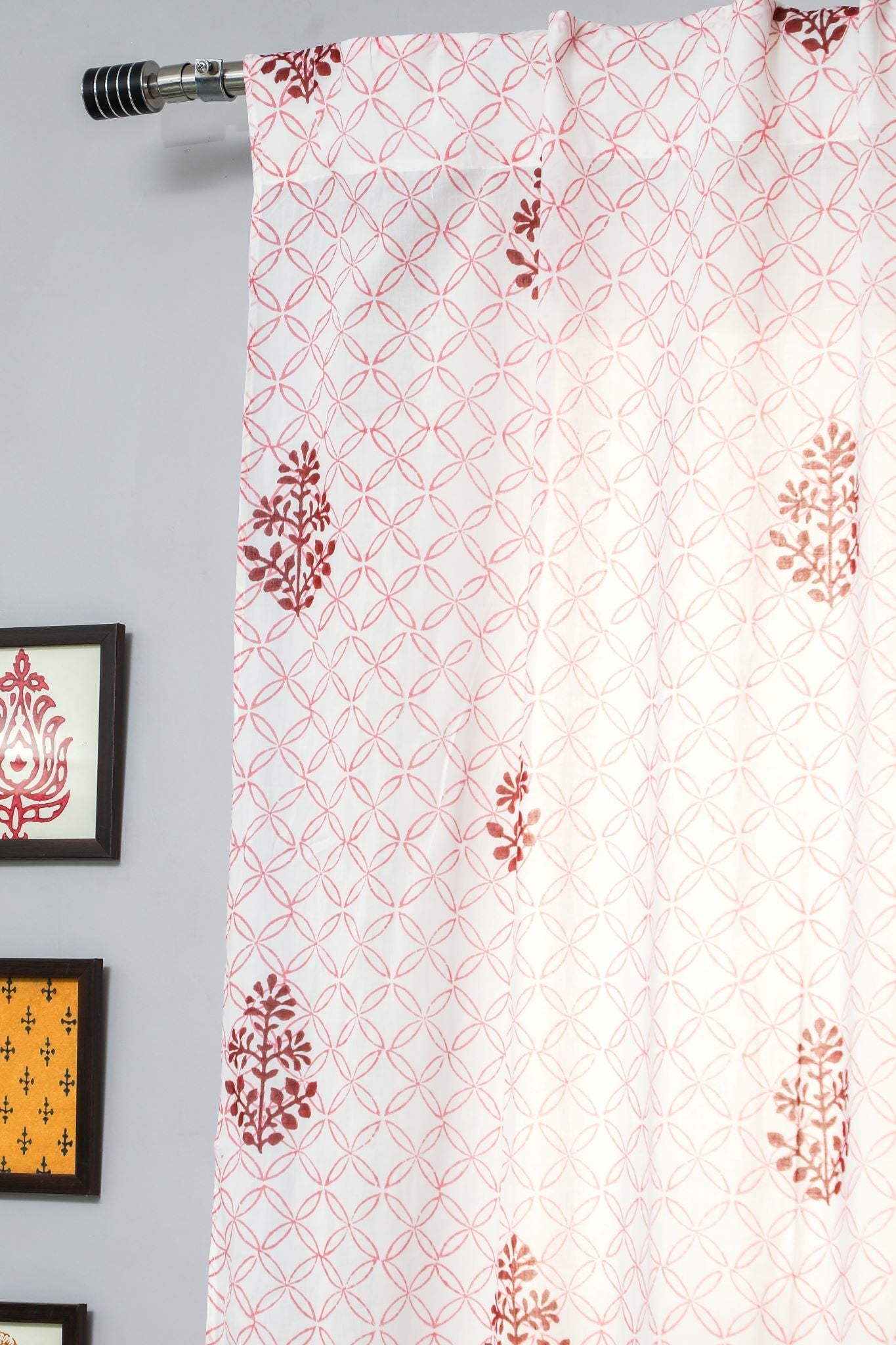 SootiSyahi 'Bunz’s Red Bangles' Handblock Printed Cotton Door Curtain - SootiSyahi