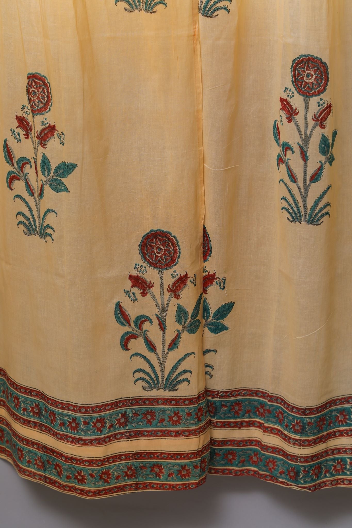 SootiSyahi 'Calendula Red' Handblock Printed Cotton Door Curtain - SootiSyahi