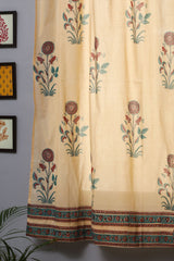 SootiSyahi 'Calendula Red' Handblock Printed Cotton Window Curtain - SootiSyahi