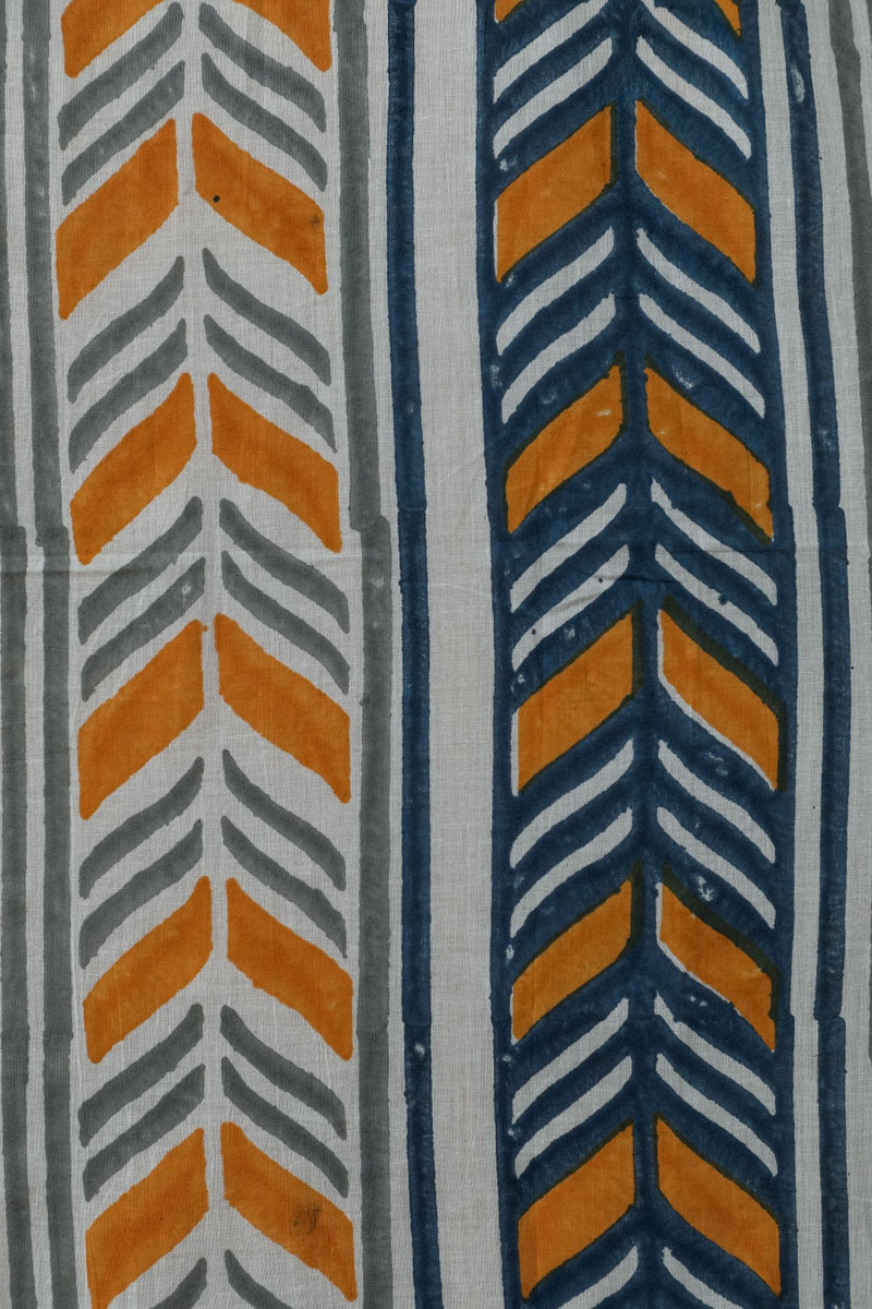 SootiSyahi 'Cheveron Anchorn' Handblock Printed Cotton Door Curtain - SootiSyahi
