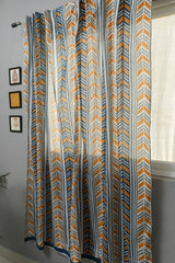SootiSyahi 'Cheveron Anchorn' Handblock Printed Cotton Door Curtain - SootiSyahi