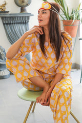 Sootisyahi 'Chrome Paramour ' Azofree Handblock Printed Pure Cotton Night Suit - SootiSyahi