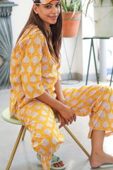 Sootisyahi 'Chrome Paramour ' Azofree Handblock Printed Pure Cotton Night Suit - SootiSyahi