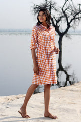 SootiSyahi 'Circle Tales' Hand Printed Cotton Dress - SootiSyahi