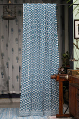 SootiSyahi 'Climbing Lotus' Handblock Printed Cotton Door Curatin - SootiSyahi