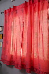 SootiSyahi 'Climbing Orangee' Handblock Printed Cotton Window Curtain - SootiSyahi