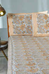 SootiSyahi 'Cloudy Tales' Handblock Printed Cotton Bedsheet - SootiSyahi