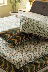 Sootisyahi 'Colorful Checkers' Handblock Printed Cotton Bedsheet - SootiSyahi