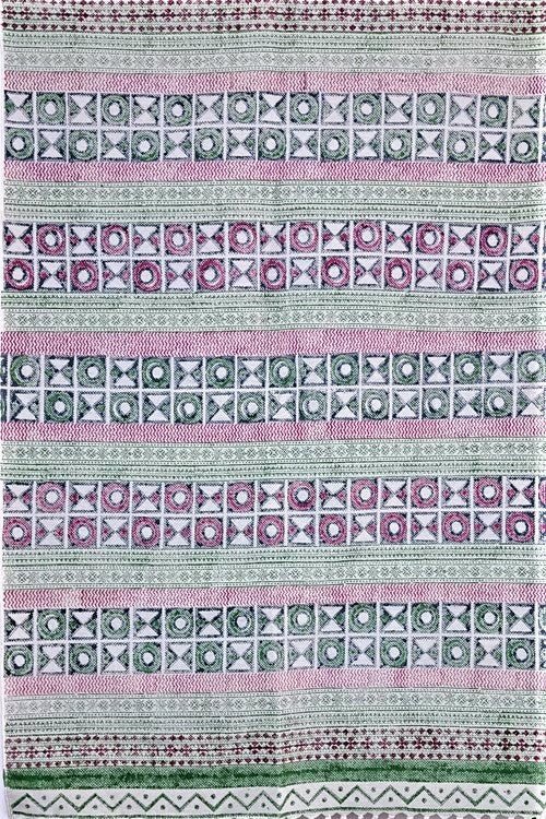 SootiSyahi 'Colorful Checkers' Handblock Printed Cotton Dhurrie Rug - SootiSyahi