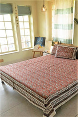 Sootisyahi 'Coral Crush' Handblock Printed Cotton Bedsheet - SootiSyahi