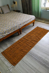 SootiSyahi 'Cris Cross' Handblock Printed Cotton Dhurrie Rug - SootiSyahi