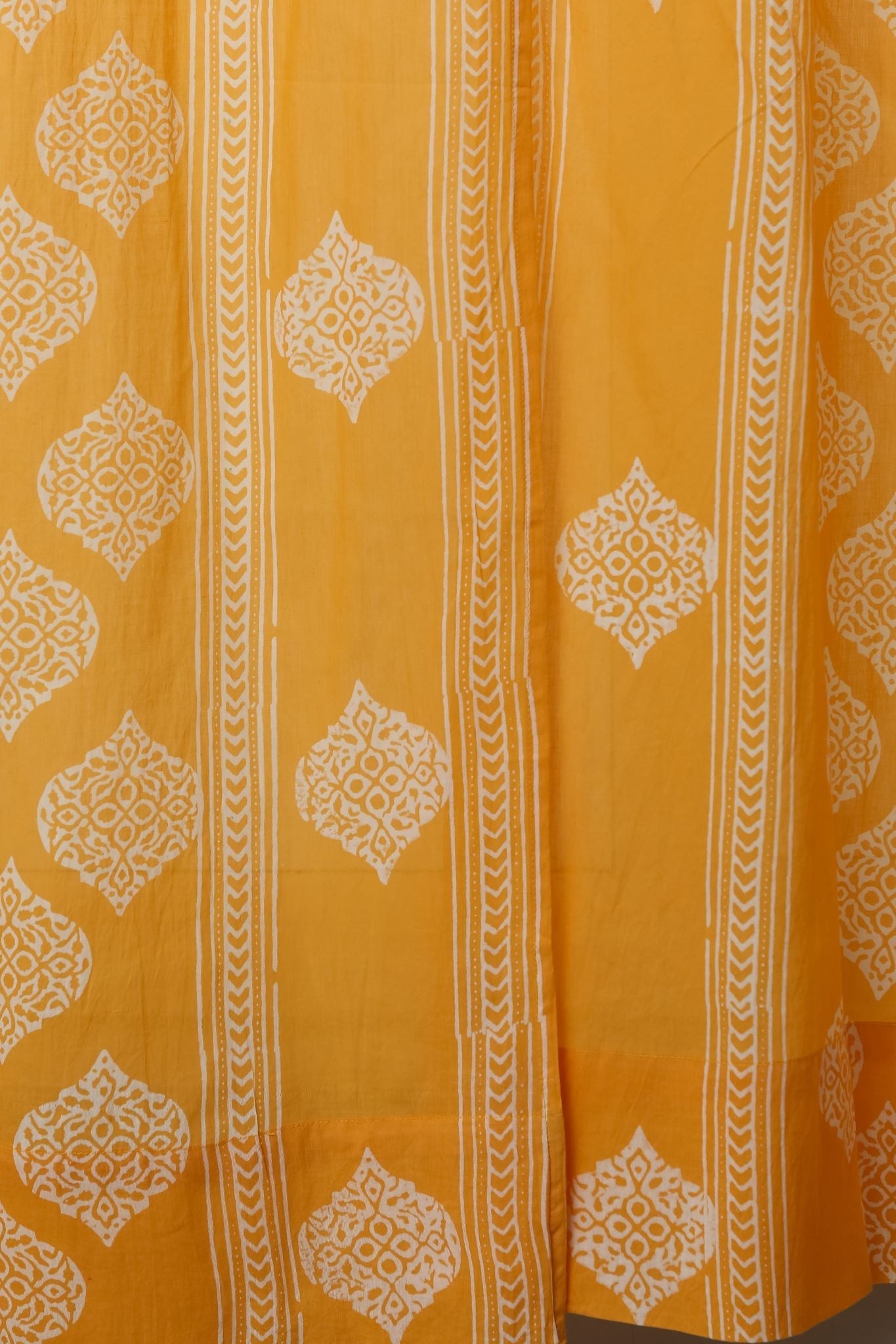 SootiSyahi 'Daffodil' Handblock Printed Cotton Window Curtain - SootiSyahi