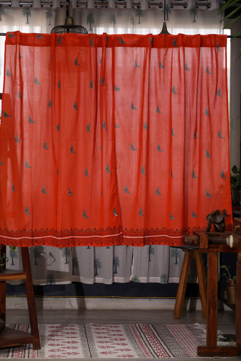 Sootisyahi 'Floral Mosaic' Handblock Printed Voile Cotton Curtain
